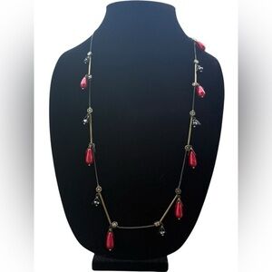3/$25 Miss 21 Vibrant Red & Gold Beaded Long Length Necklace